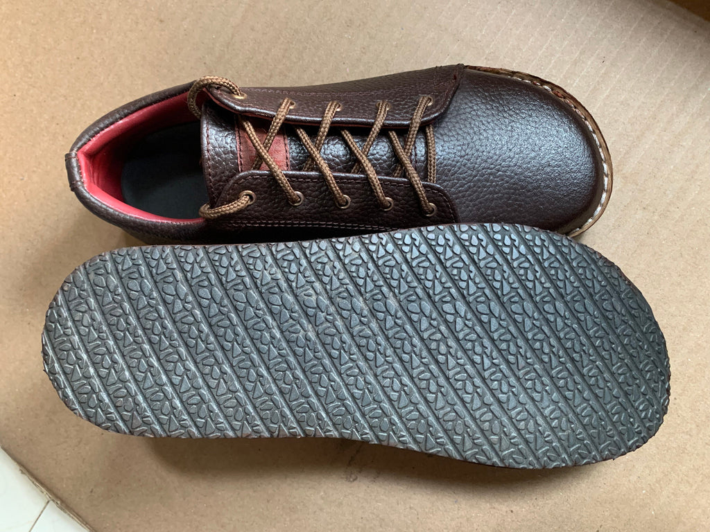 Barefoot Transition Leather Lace-Ups with Tire  Soles (UK8/EU42/US8.5)