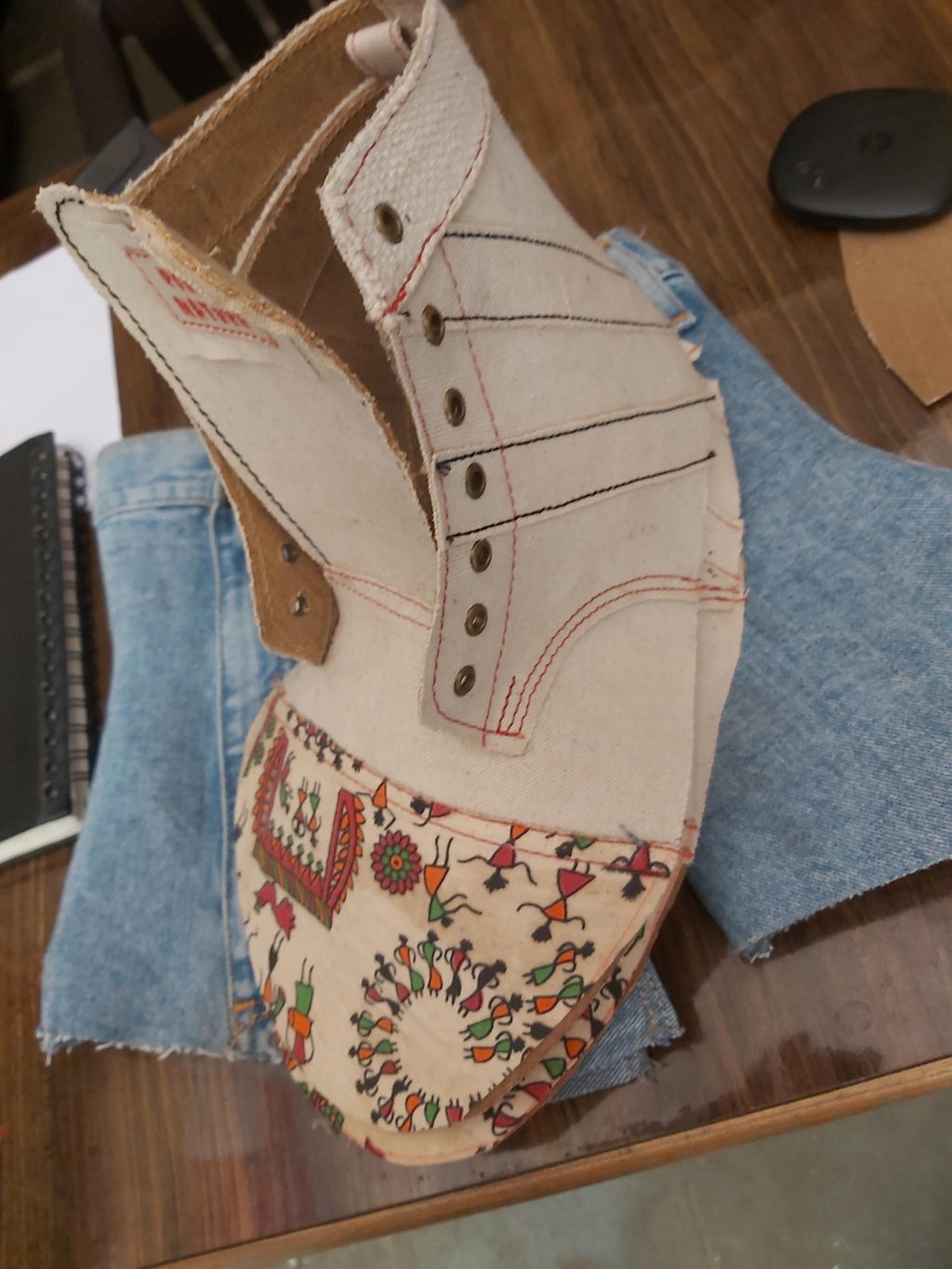 Custom Embroidered Denim Shoe Uppers | Made-to-Order Pattern Development