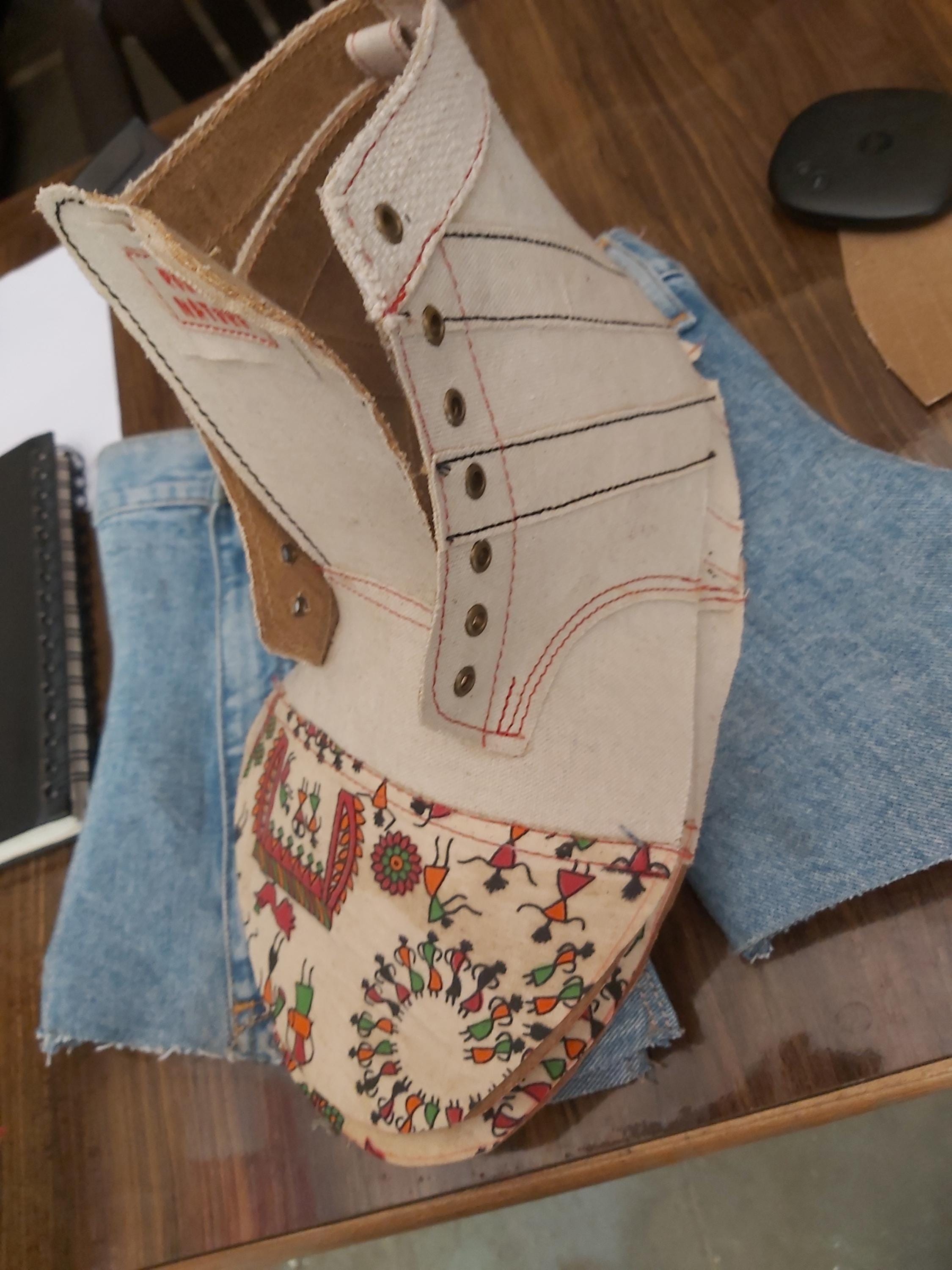 Custom Embroidered Denim Shoe Uppers | Made-to-Order Pattern Development