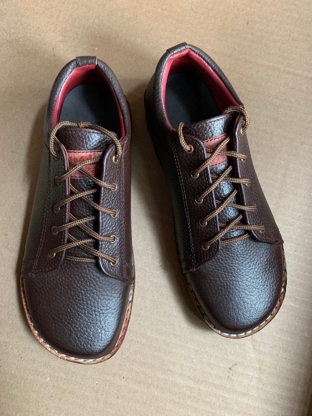 Barefoot Transition Leather Lace-Ups with Tire  Soles (UK8/EU42/US8.5)