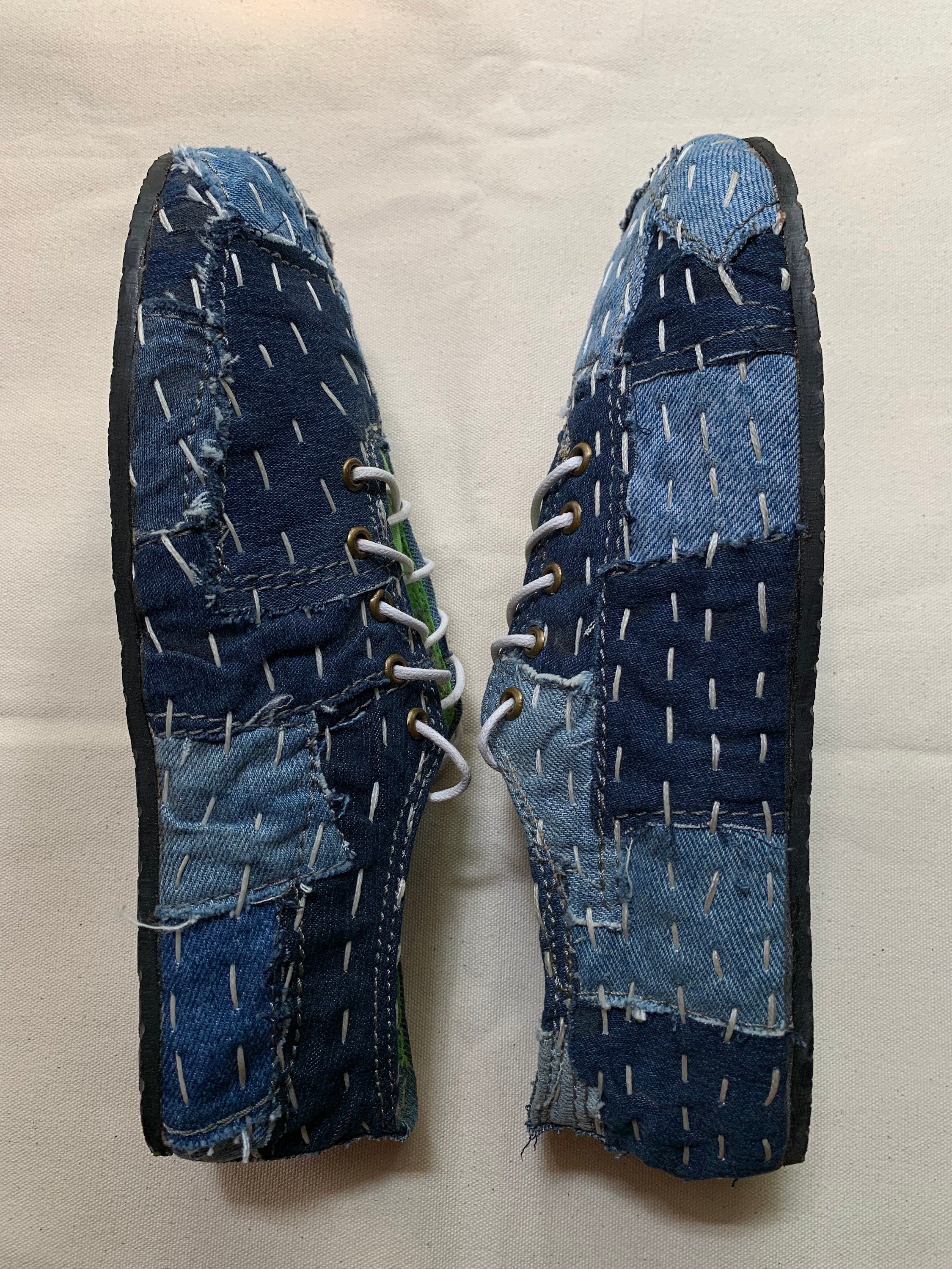Sashiko Denim Barefoot Shoe I Size 6 I Customization Available