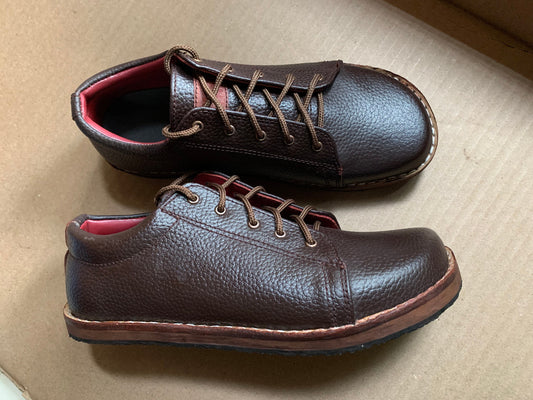 Barefoot Transition Leather Lace-Ups with Tire  Soles (UK8/EU42/US8.5)