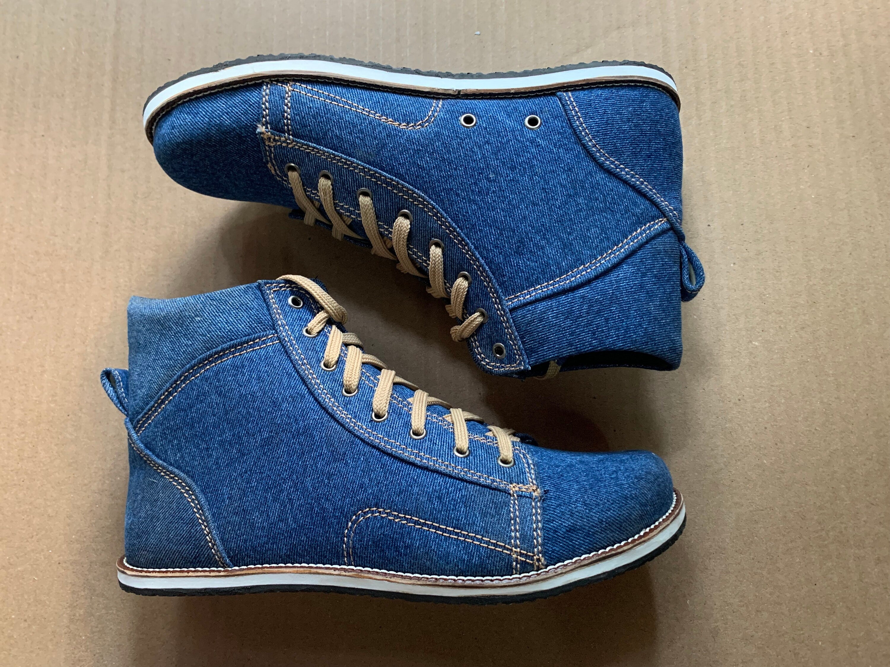 Upcycled Denim Boot Made with Tyre Soles (UK8/EU42/8.5)