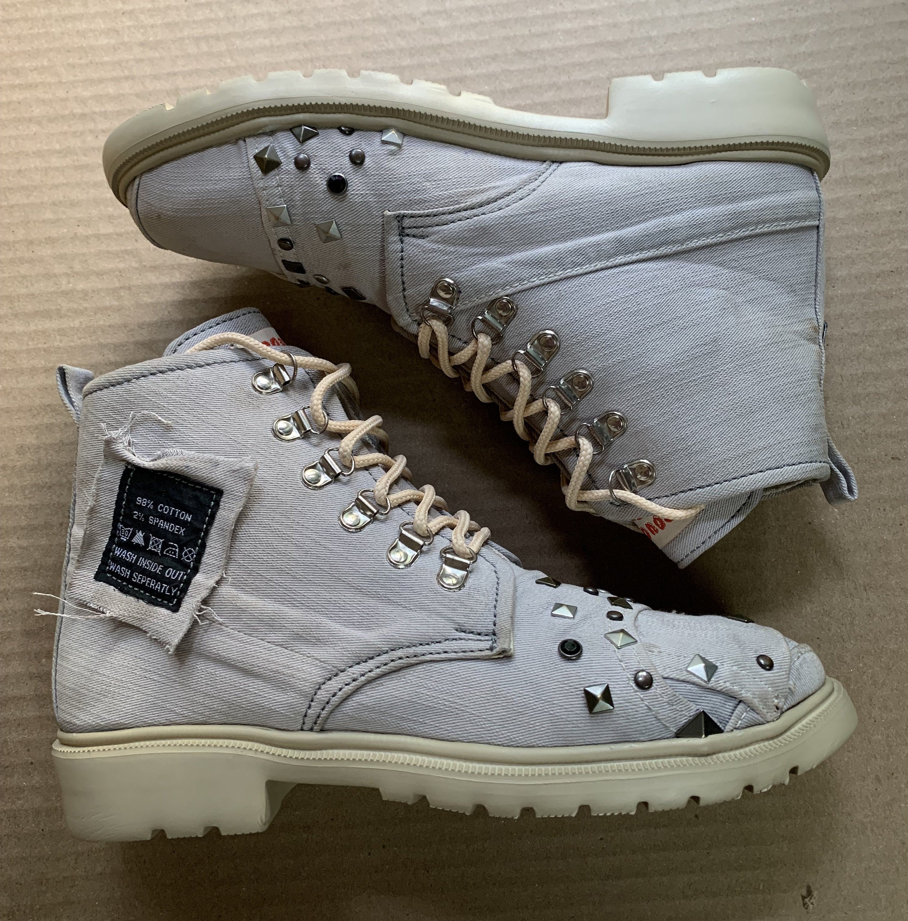Upcycled Denim Boots with Lightweight Sole,  (UK8/EU42/US 9.5)