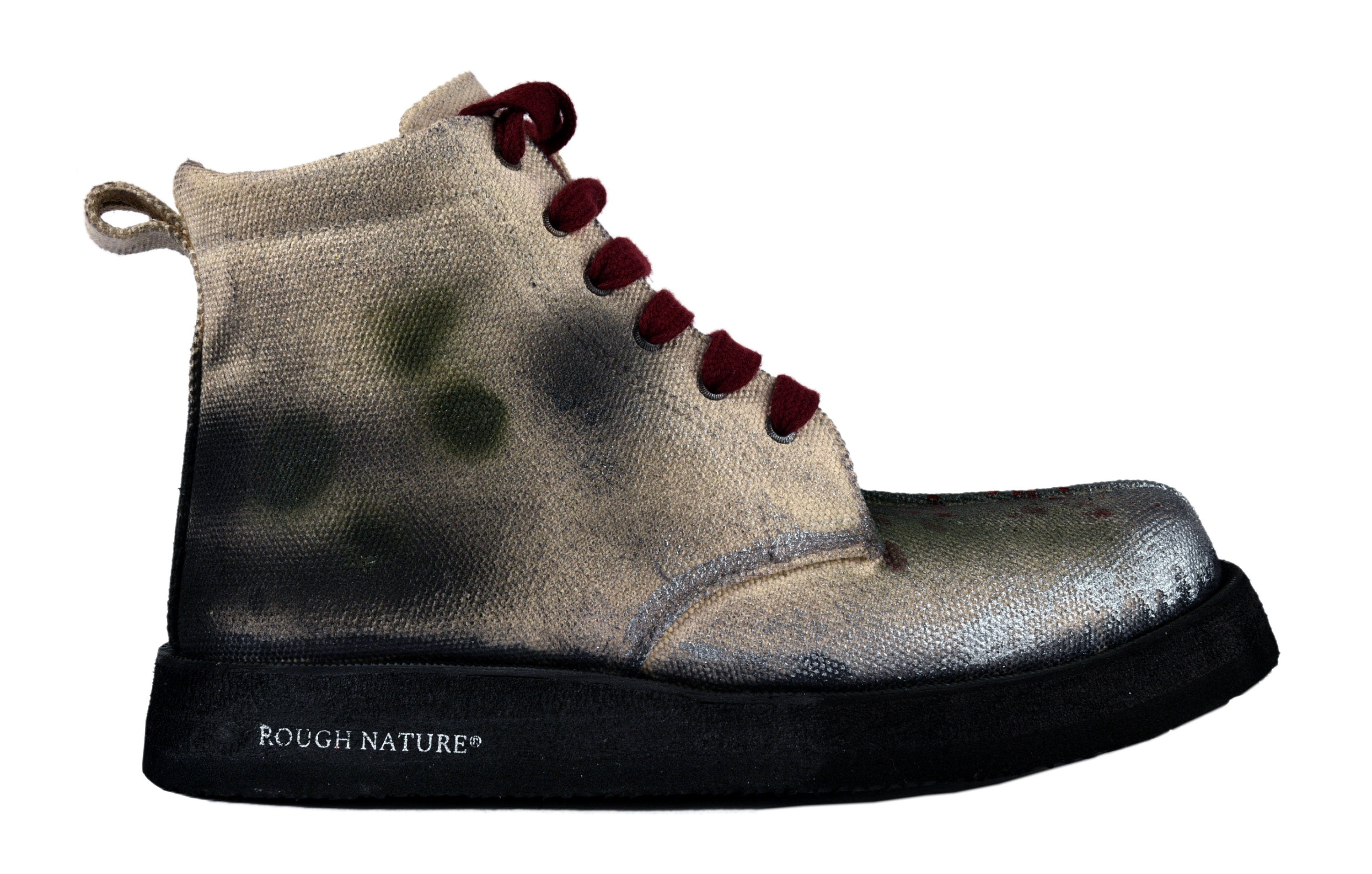 Heavy Canvas mid top boot with genuine leather lining and rubber sole
