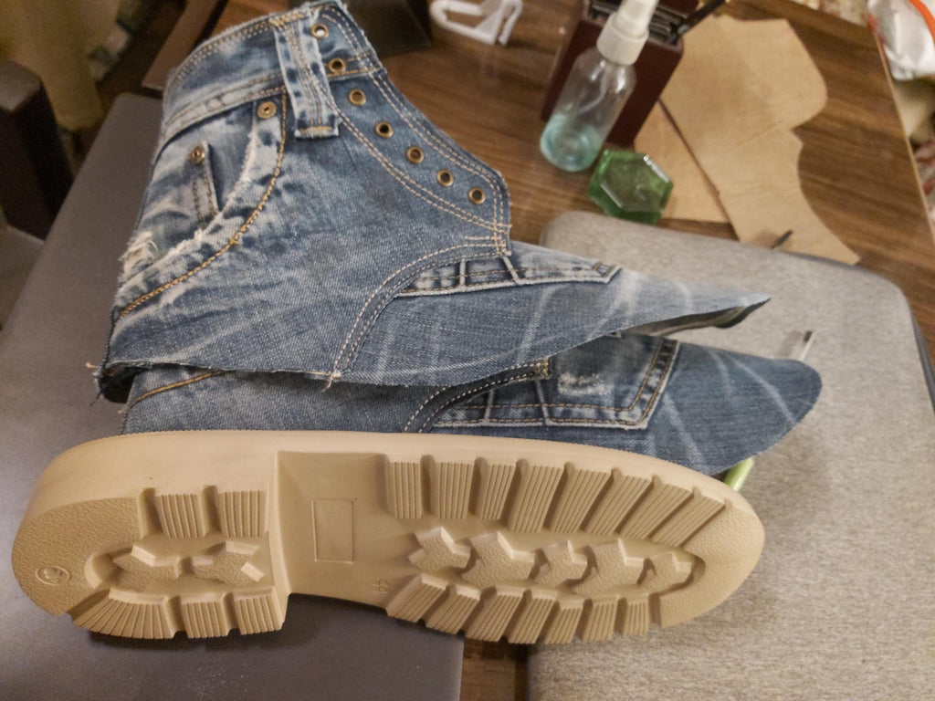 Custom Embroidered Denim Shoe Uppers | Made-to-Order Pattern Development