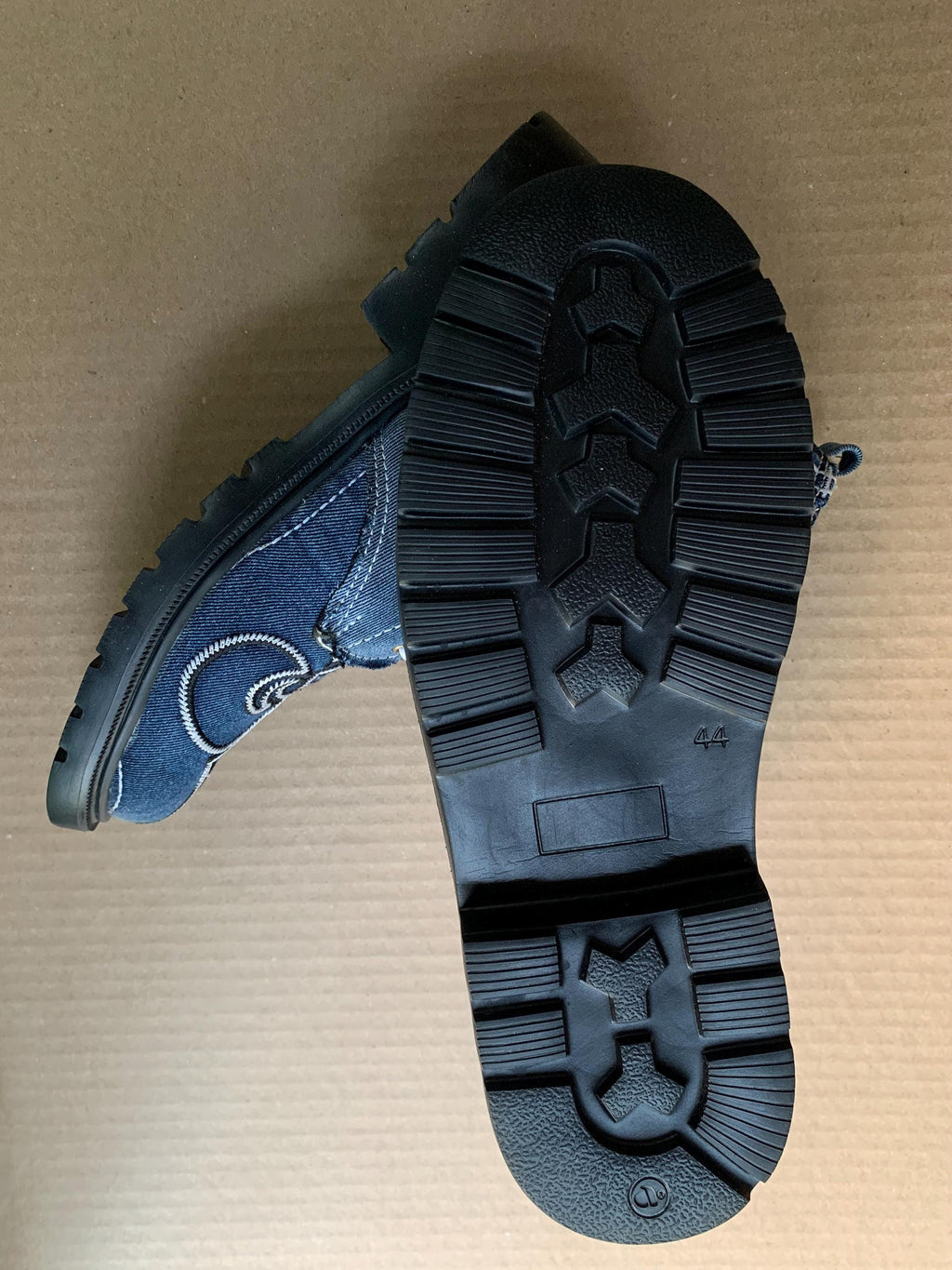 Upcycled Denim Boots, Custom Memorial Shoes (US Size 10)
