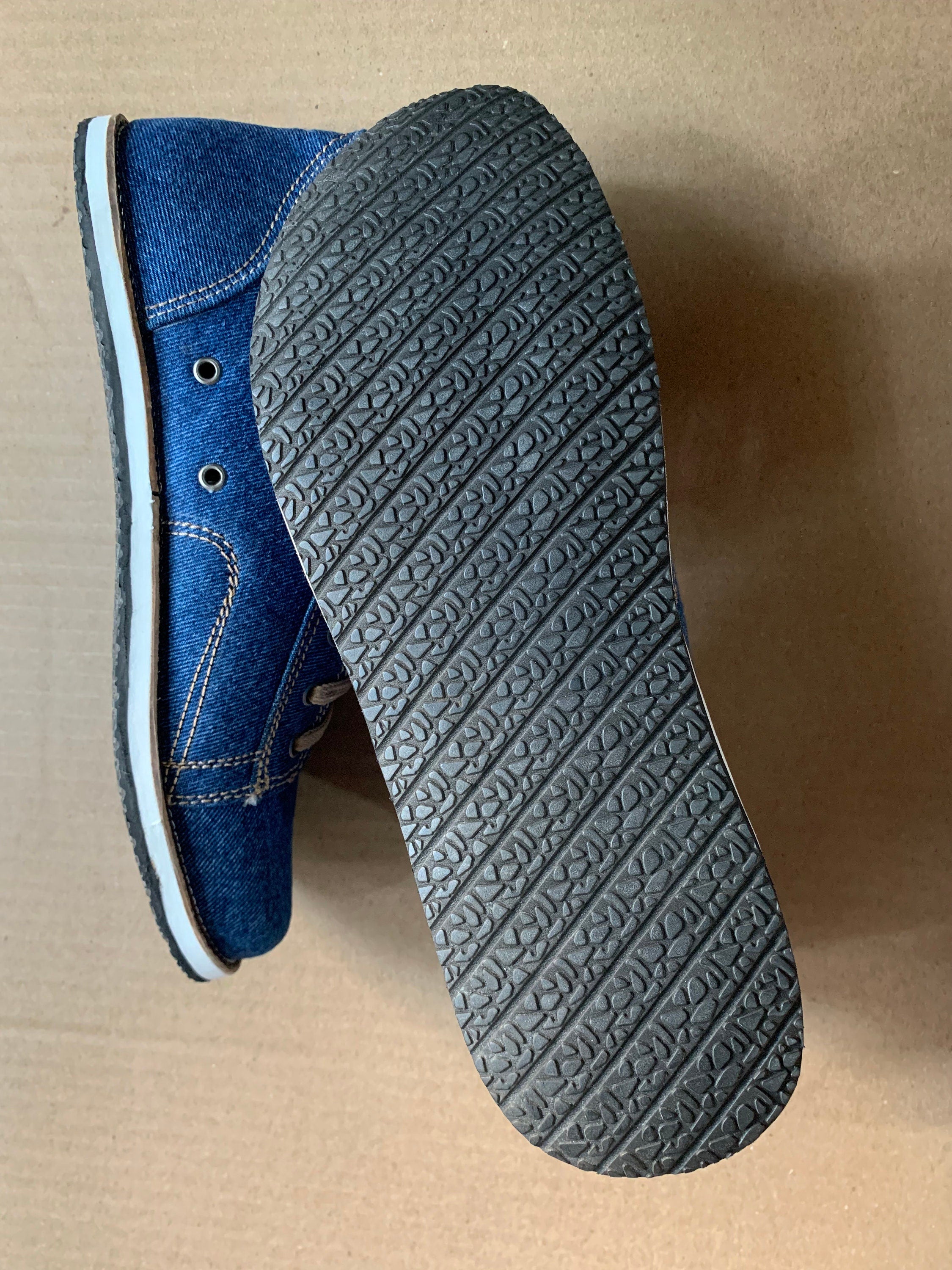 Upcycled Denim Boot Made with Tyre Soles (UK8/EU42/8.5)