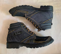 Upcycled Denim boot with Lightweight EVA Sole I EU44 I US10.5 I UK10 I Leather Trim I One of a Kind I Customization Available