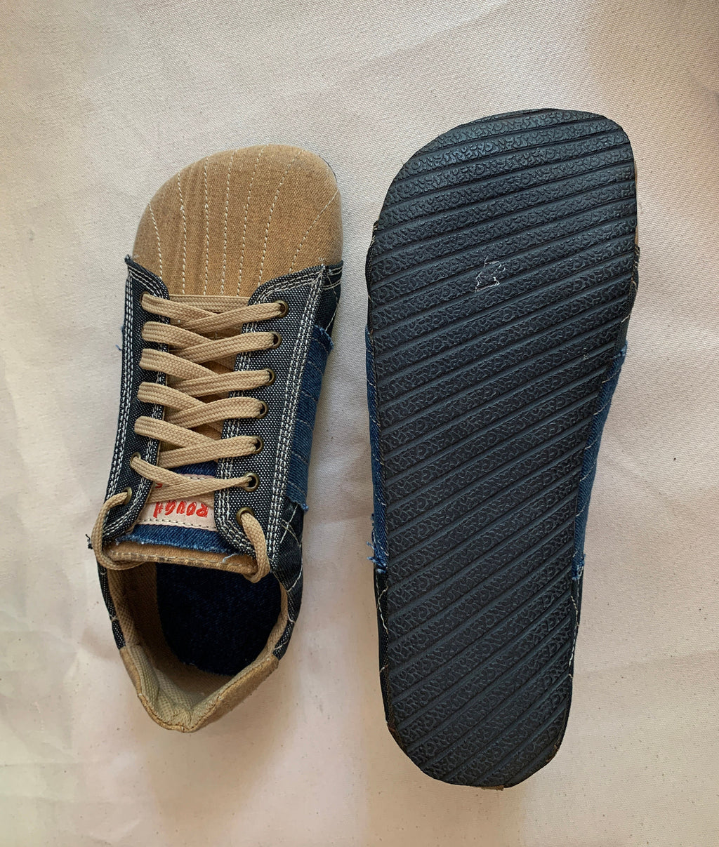 Upcycled Tarpaulin Low Top Sneakers, Vegan Tire Sole (US 9.5 / EU 43)