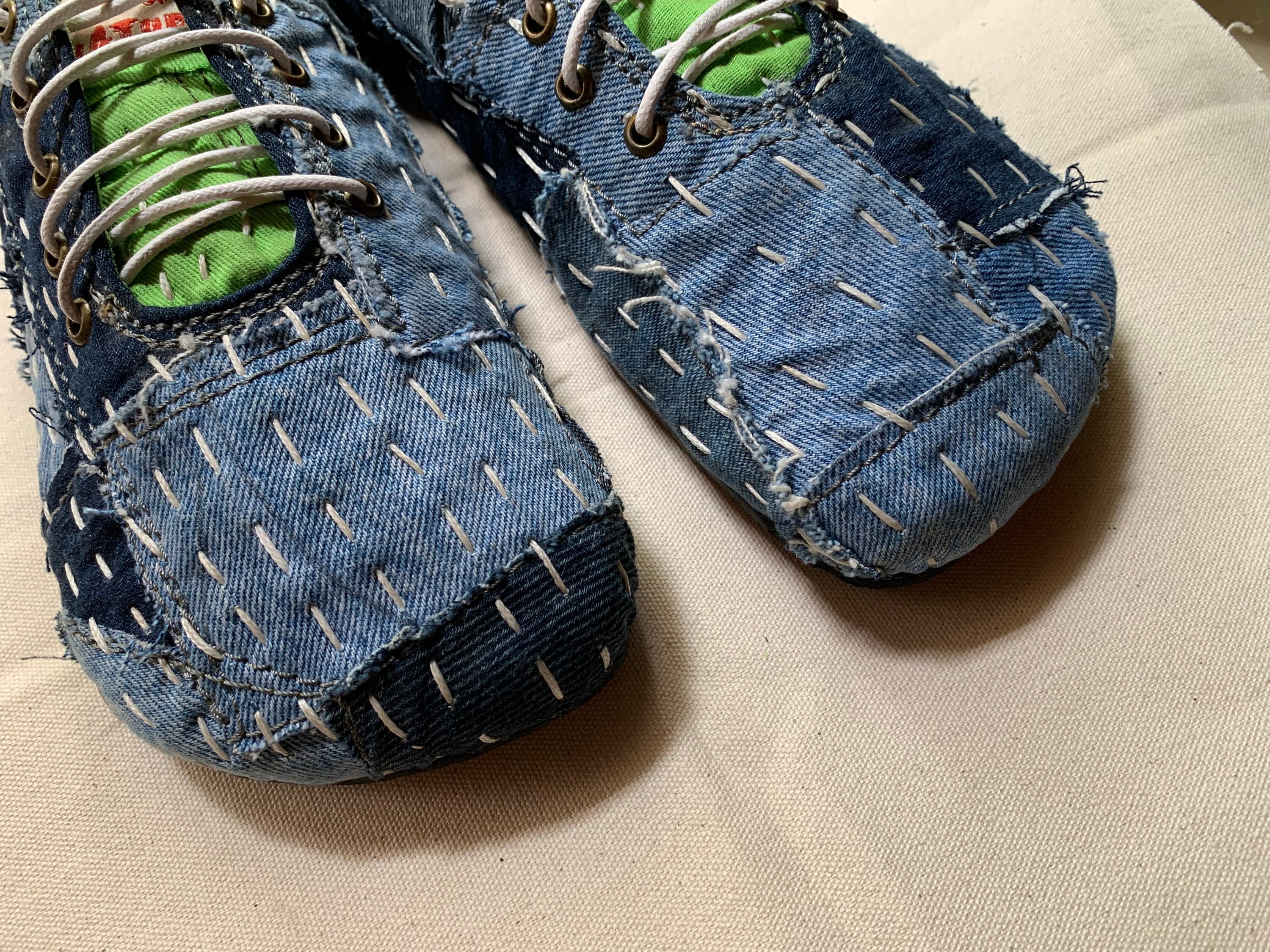 Sashiko Denim Barefoot Shoe I Size 6 I Customization Available