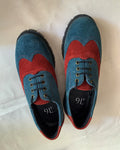 Upcycled Corduroy Brogues, Color Block Vegan Shoes (US 7.5, EU 41)