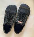 Upcycled Denim Barefoot Sneakers: Vegan Tire Sole, Contrast Stitch (US9/EU42/UK8)