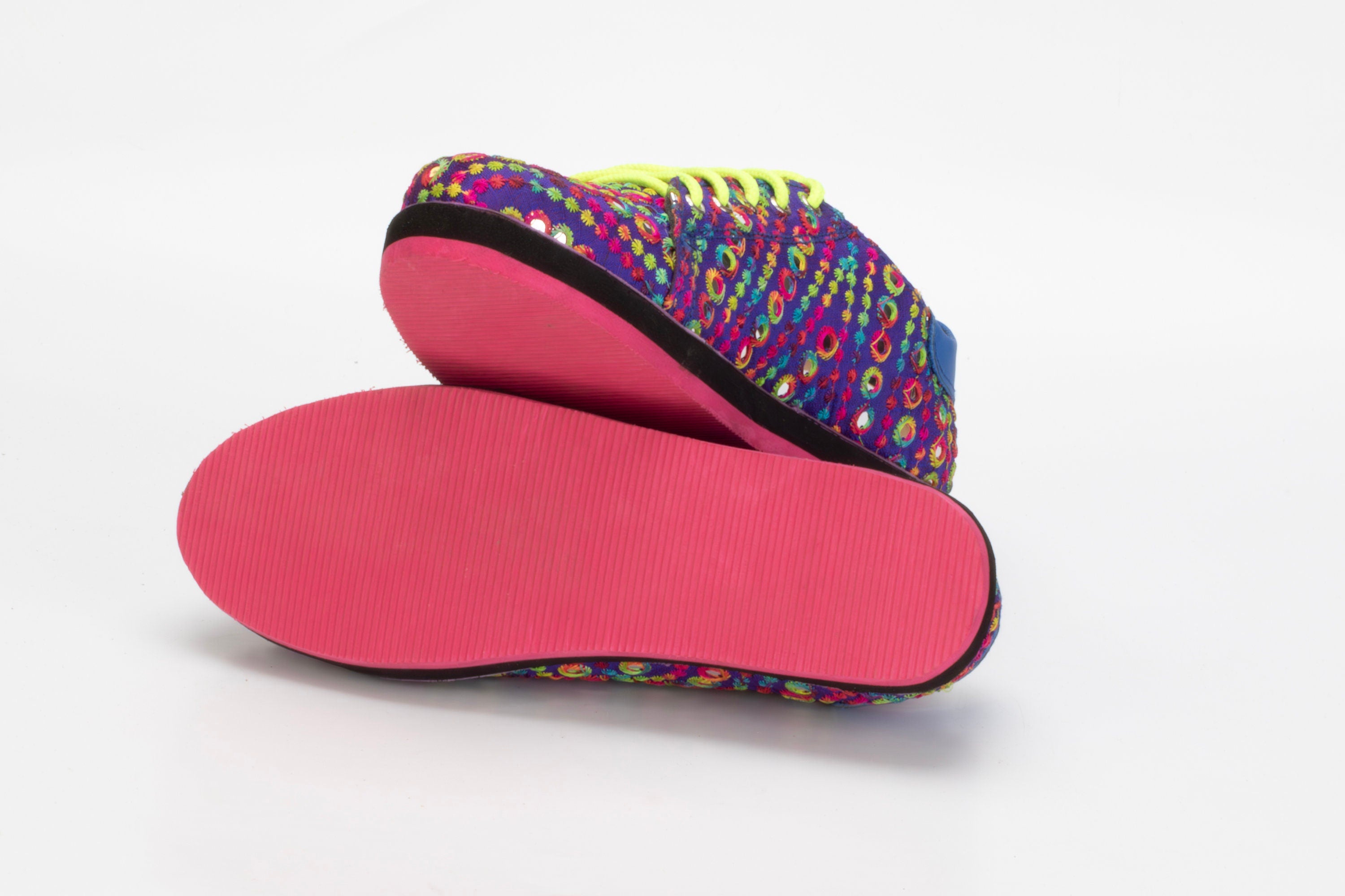 Upcycled Mirrorwork Fabric Sneakers  (UK6/EU39/US7.5)