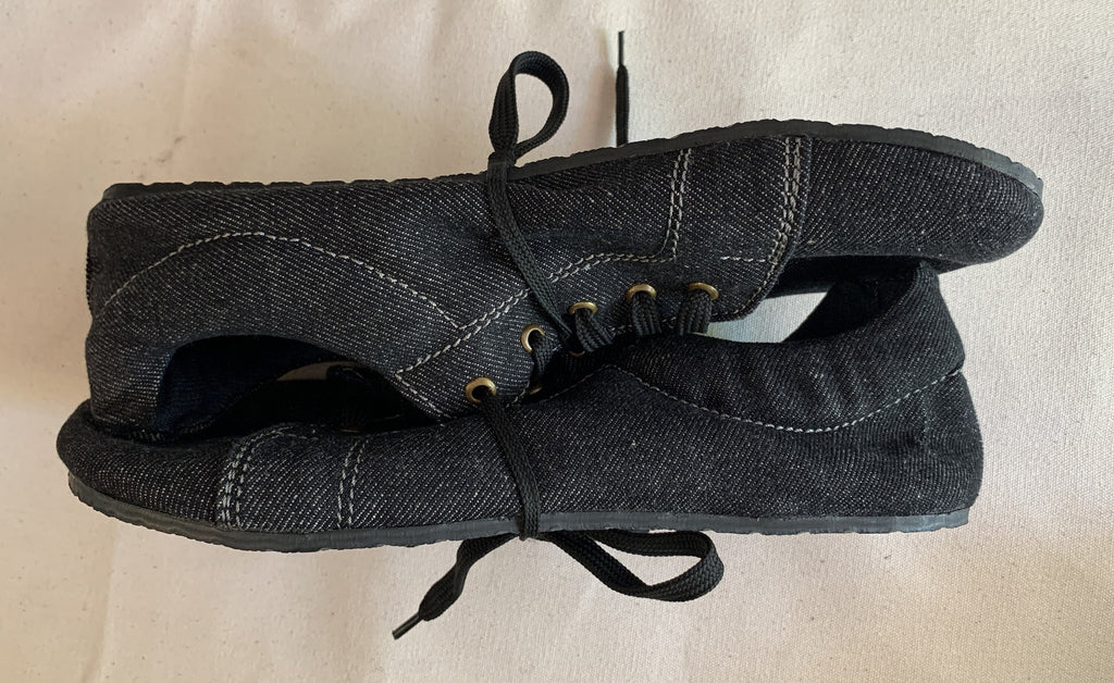 Japan Vibe Barefoot Sneaker I Black Denim I US 8 I UK7.5 I Tire Sole I Light and Flexible I One of a kind I Customization Available I
