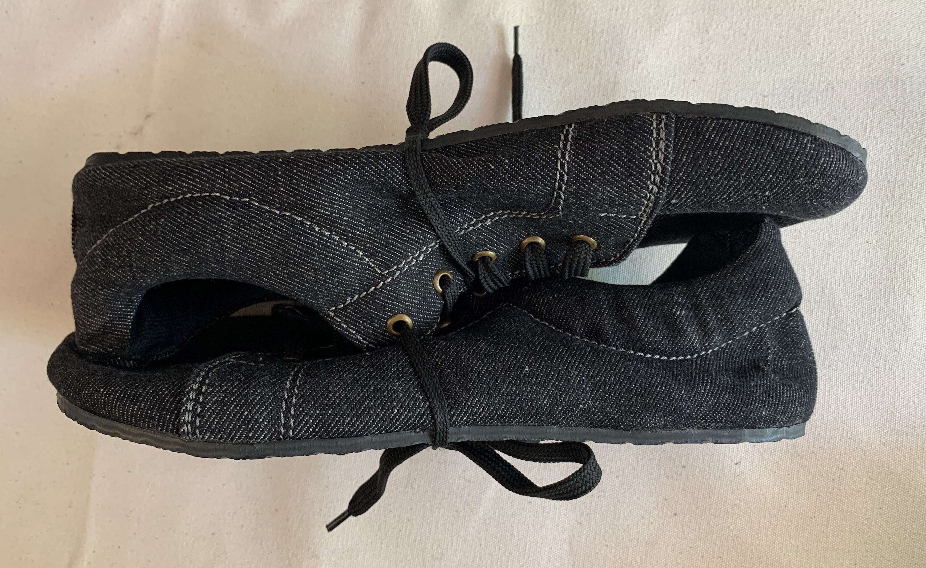 Japan Vibe Barefoot Sneaker I Black Denim I US 8 I UK7.5 I Tire Sole I Light and Flexible I One of a kind I Customization Available I