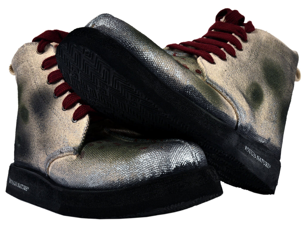 Heavy Canvas mid top boot with genuine leather lining and rubber sole