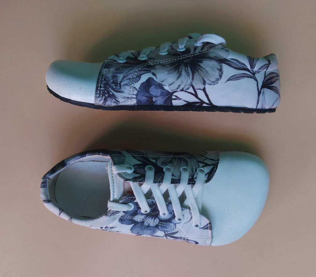 Vegan Floral Lace-up Sneaker: Wide Toe Bridal Shoe - US Size 5