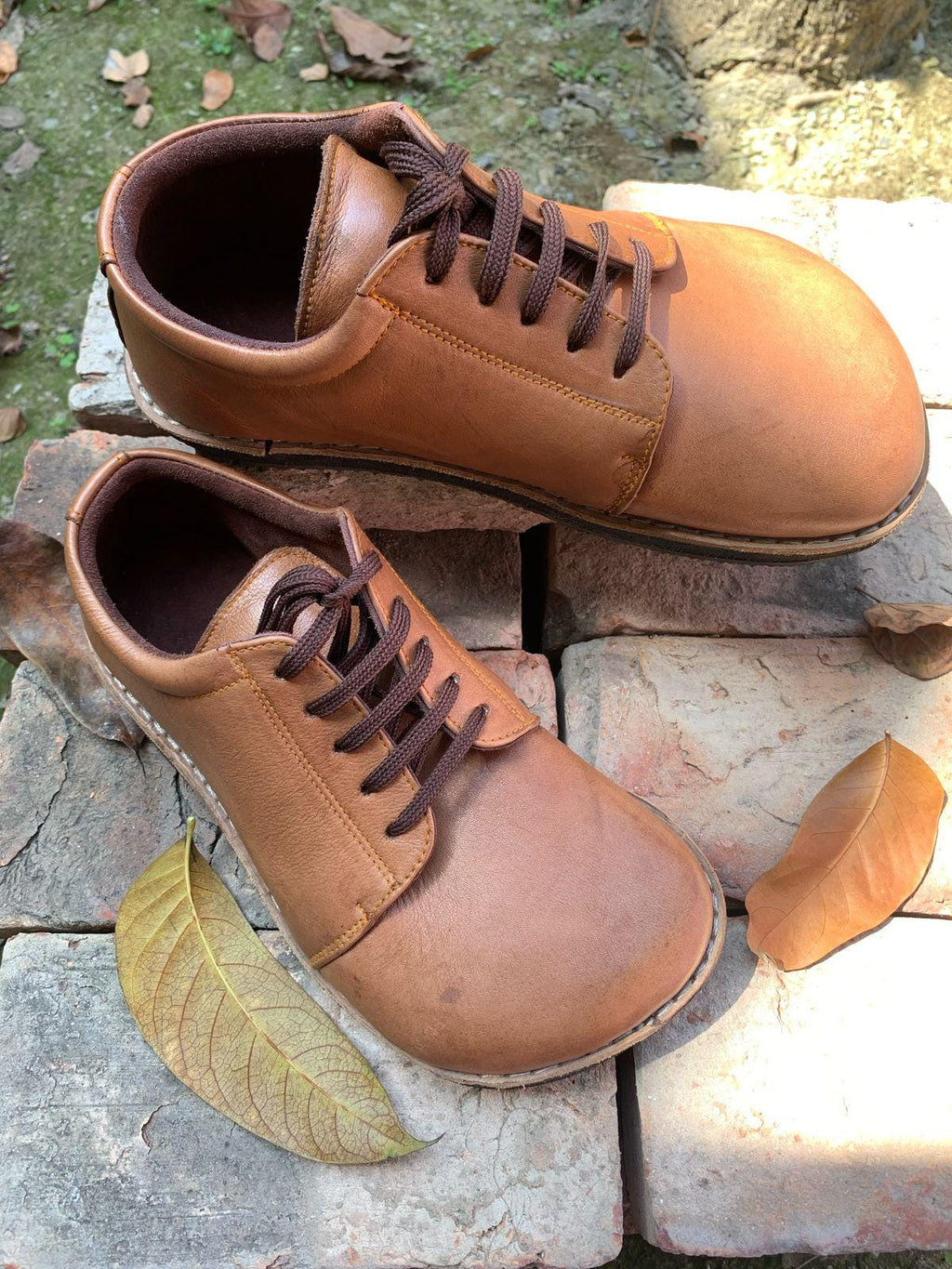 Tan Leather Barefoot Shoes: Wide Foot Design (UK9/EU43/US10)