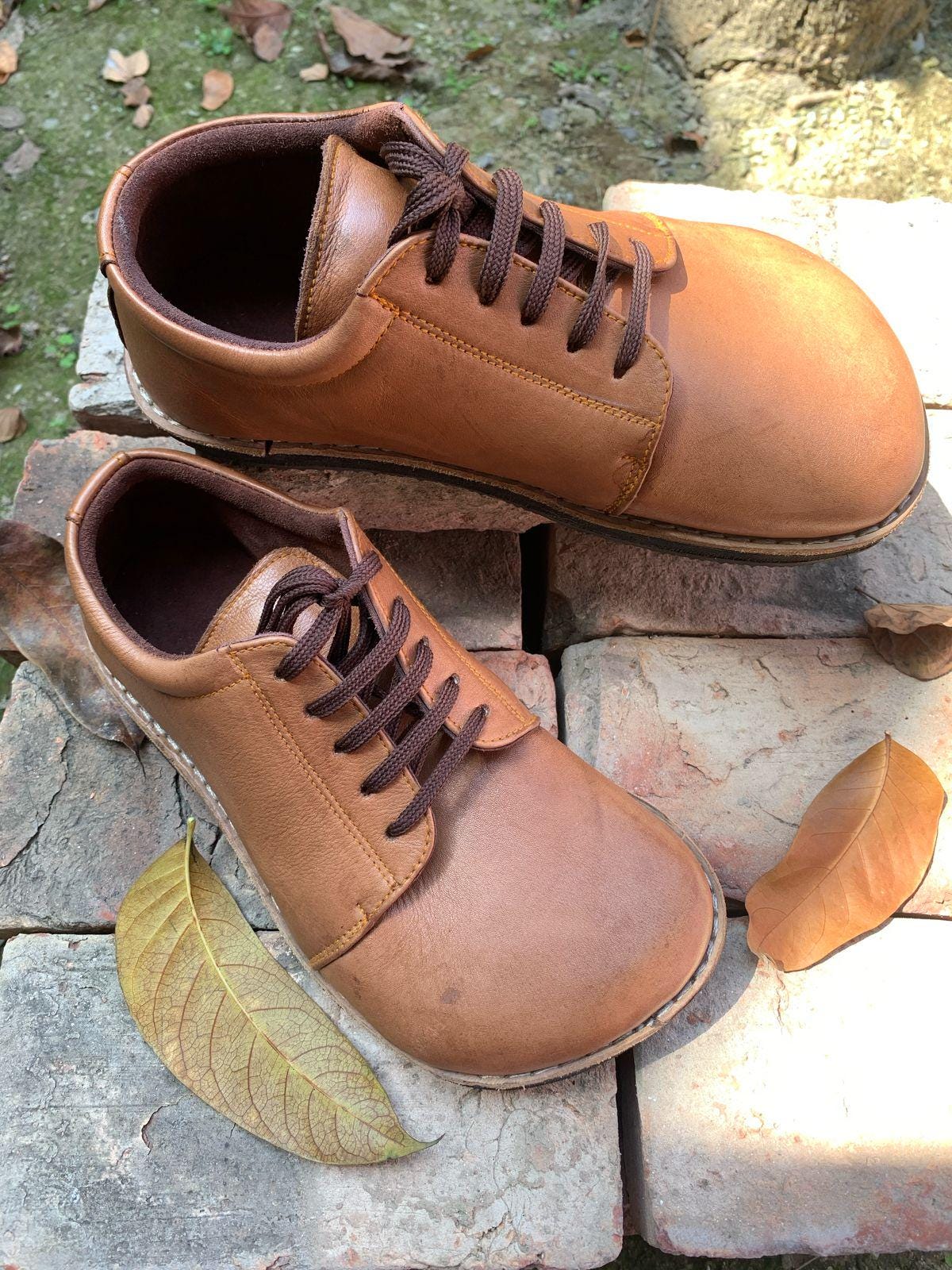 Tan Leather Barefoot Shoes: Wide Foot Design (UK9/EU43/US10)