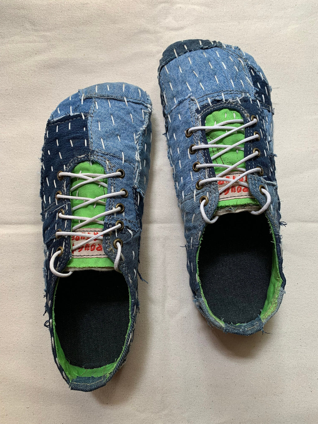 Sashiko Denim Barefoot Shoe I Size 6 I Customization Available