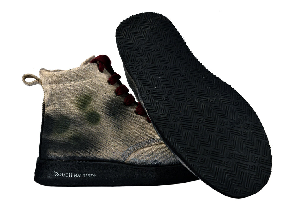 Heavy Canvas mid top boot with genuine leather lining and rubber sole