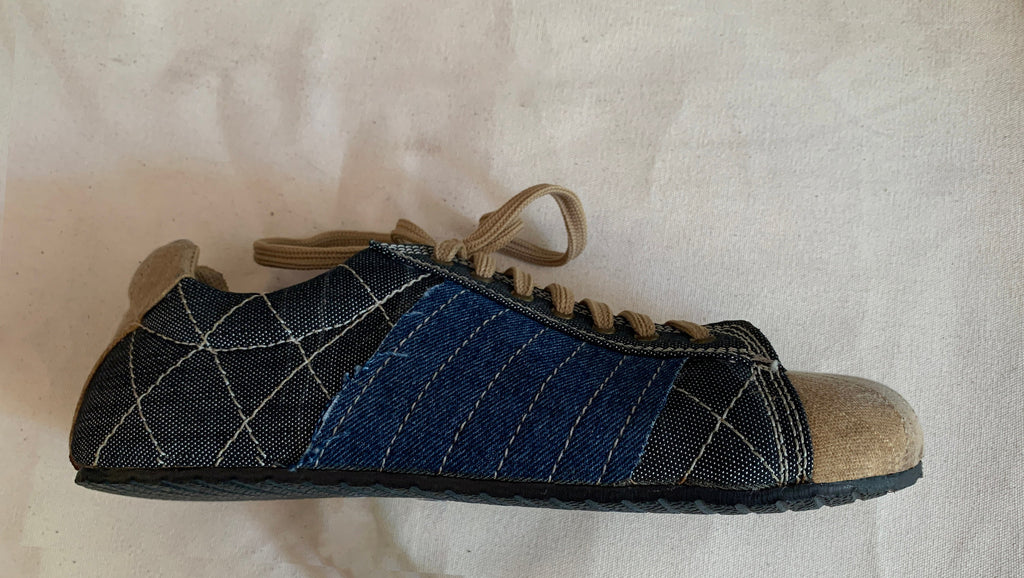 Upcycled Tarpaulin Low Top Sneakers, Vegan Tire Sole (US 9.5 / EU 43)