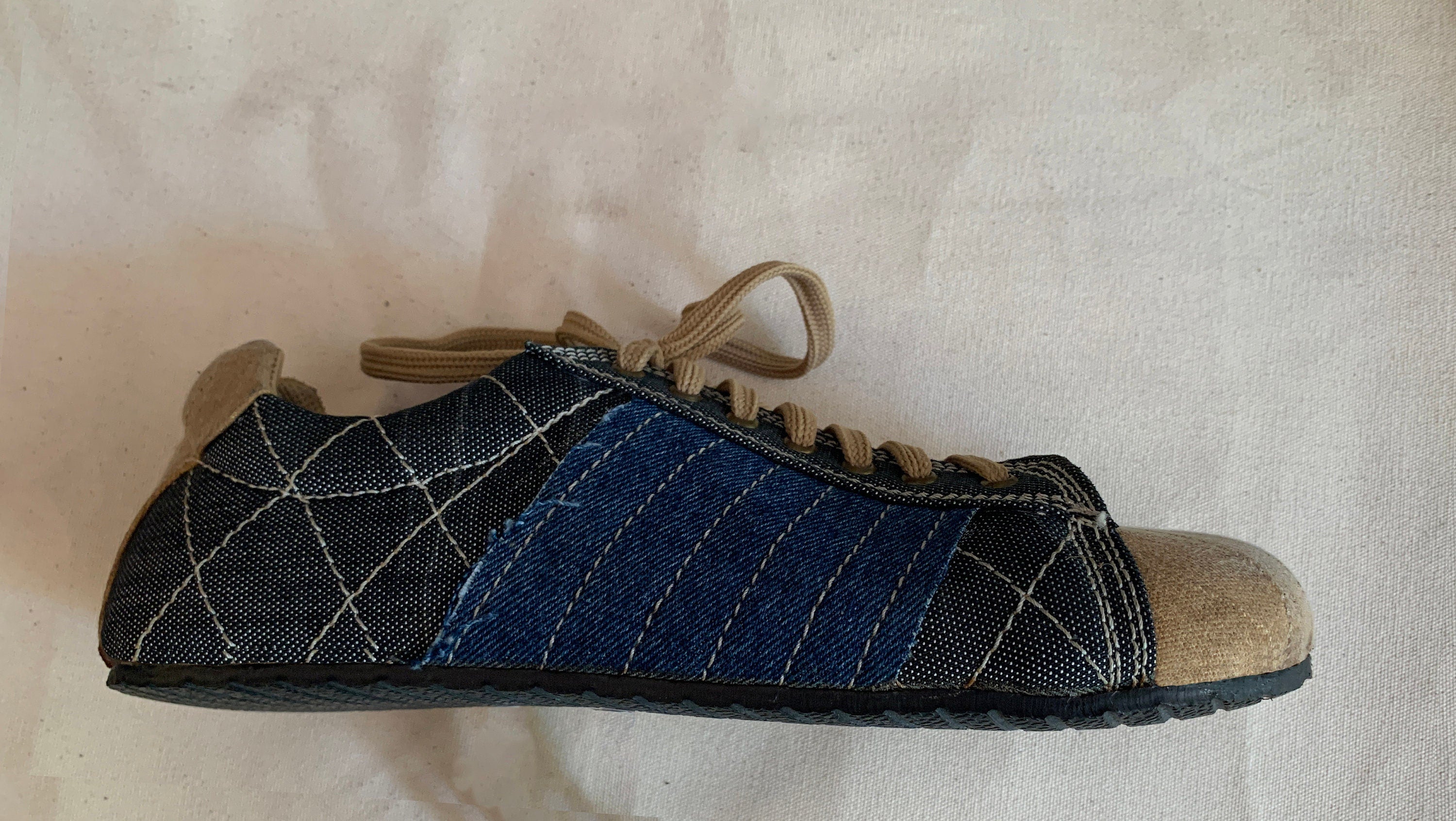 Upcycled Tarpaulin Low Top Sneakers, Vegan Tire Sole (US 9.5 / EU 43)