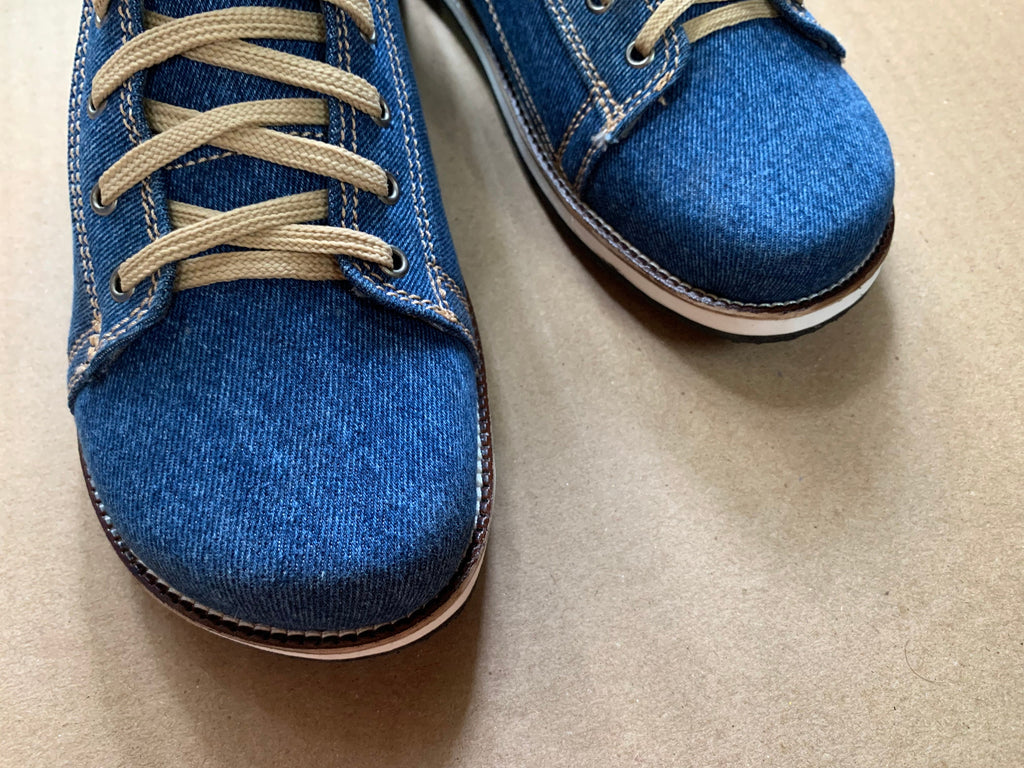 Upcycled Denim Boot Made with Tyre Soles (UK8/EU42/8.5)
