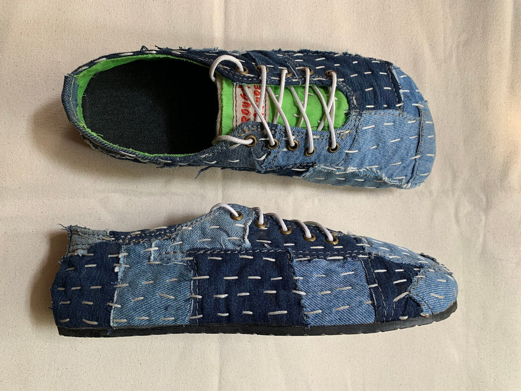 Sashiko Denim Barefoot Shoe I Size 6 I Customization Available
