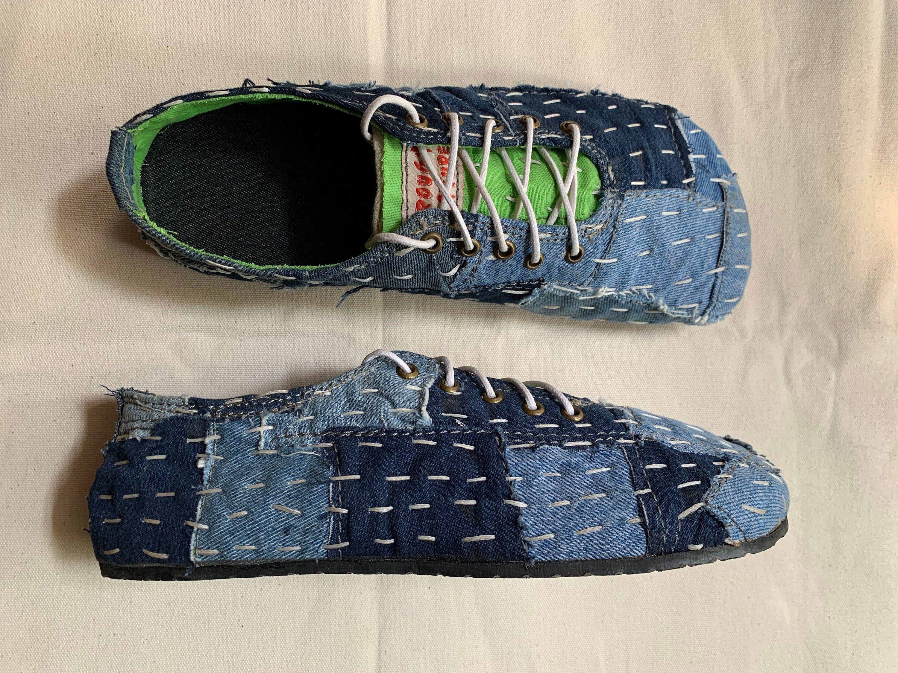 Sashiko Denim Barefoot Shoe I Size 6 I Customization Available