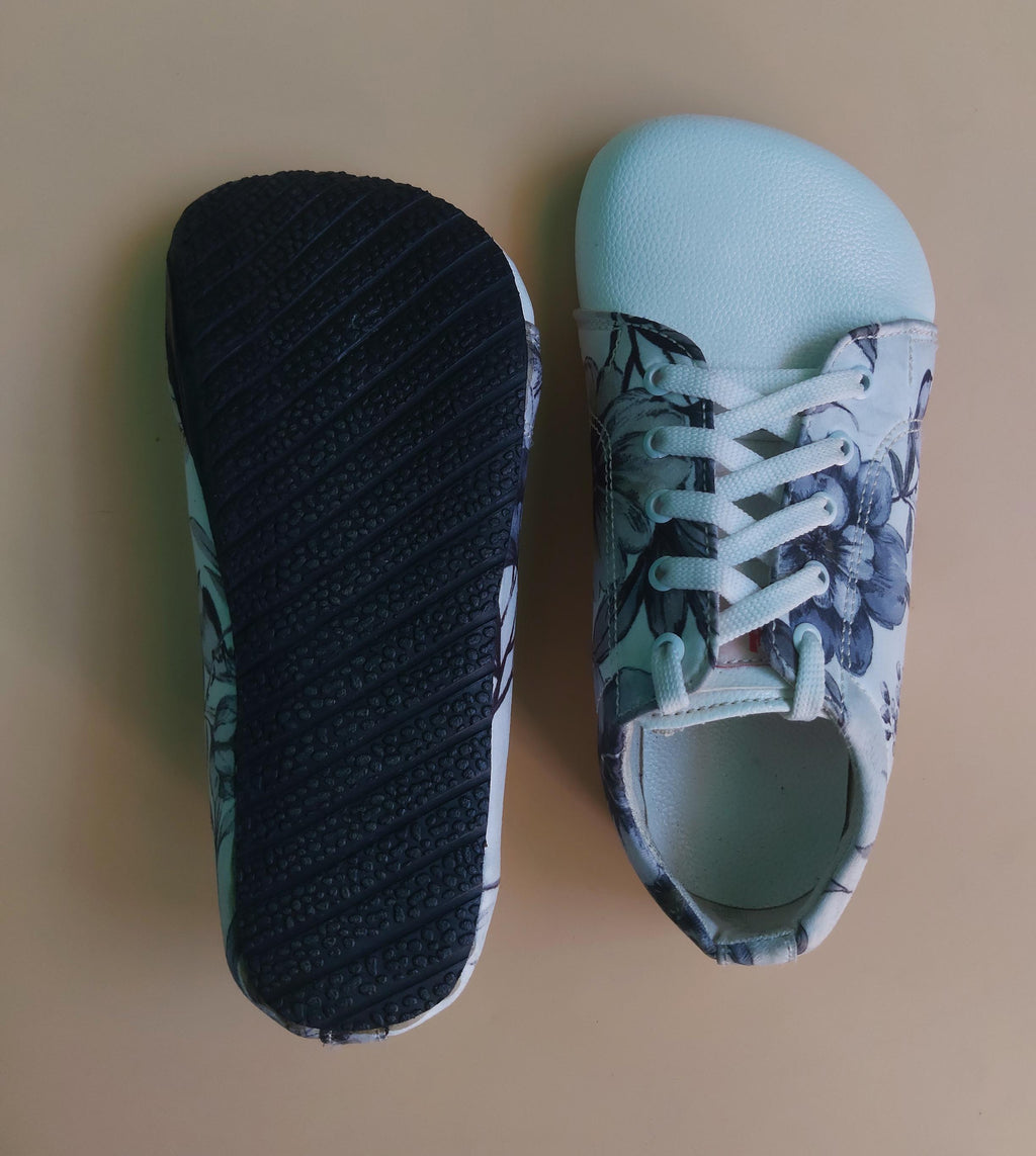 Vegan Floral Lace-up Sneaker: Wide Toe Bridal Shoe - US Size 5