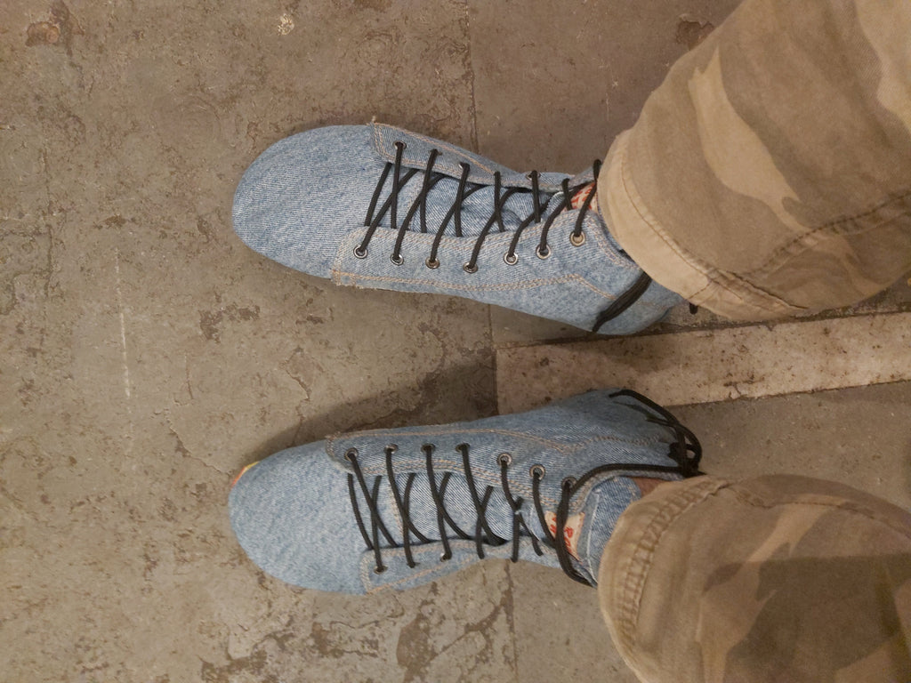 Flexible Barefoot Shoes Made with Upcycled Denim UK8/EU42/US9.5 I 5mm Tire Sole