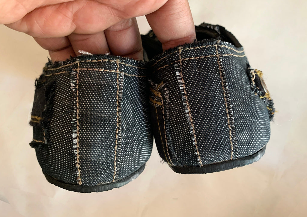 Upcycled Denim Barefoot Sneakers: Vegan Tire Sole, Contrast Stitch (US9/EU42/UK8)