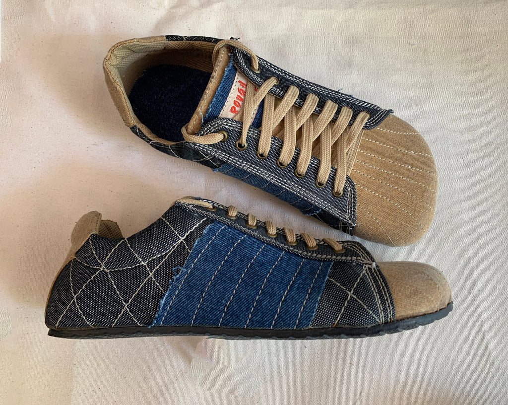 Upcycled Tarpaulin Low Top Sneakers, Vegan Tire Sole (US 9.5 / EU 43)