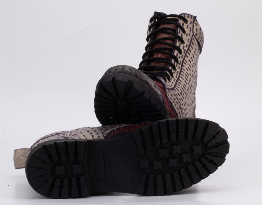 Handcrafted High-Top Cotton Canvas Boot with Leather Lining (UK9/EU43/US10 is Available)