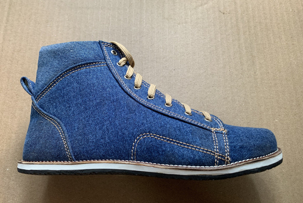 Upcycled Denim Boot Made with Tyre Soles (UK8/EU42/8.5)