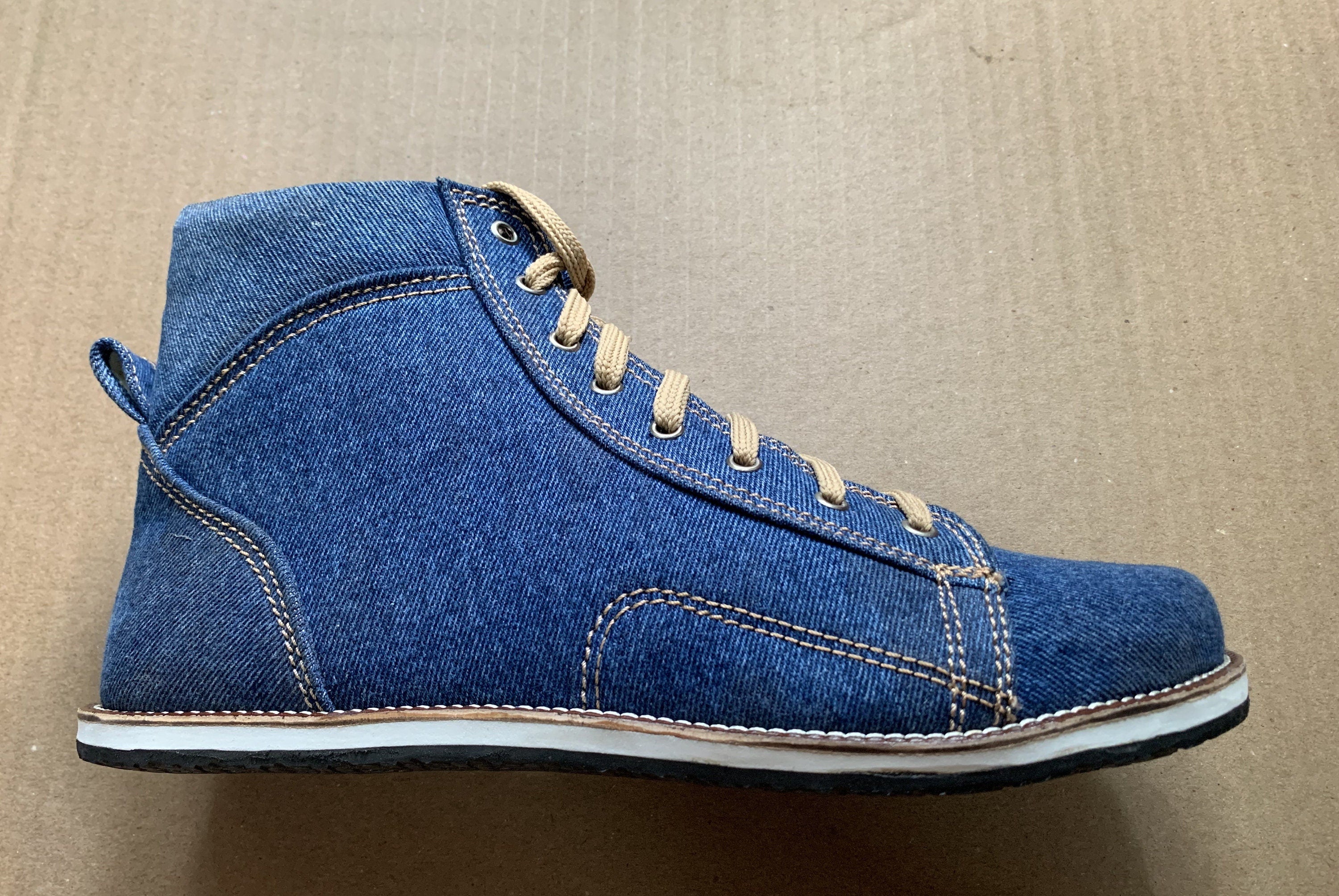 Upcycled Denim Boot Made with Tyre Soles (UK8/EU42/8.5)