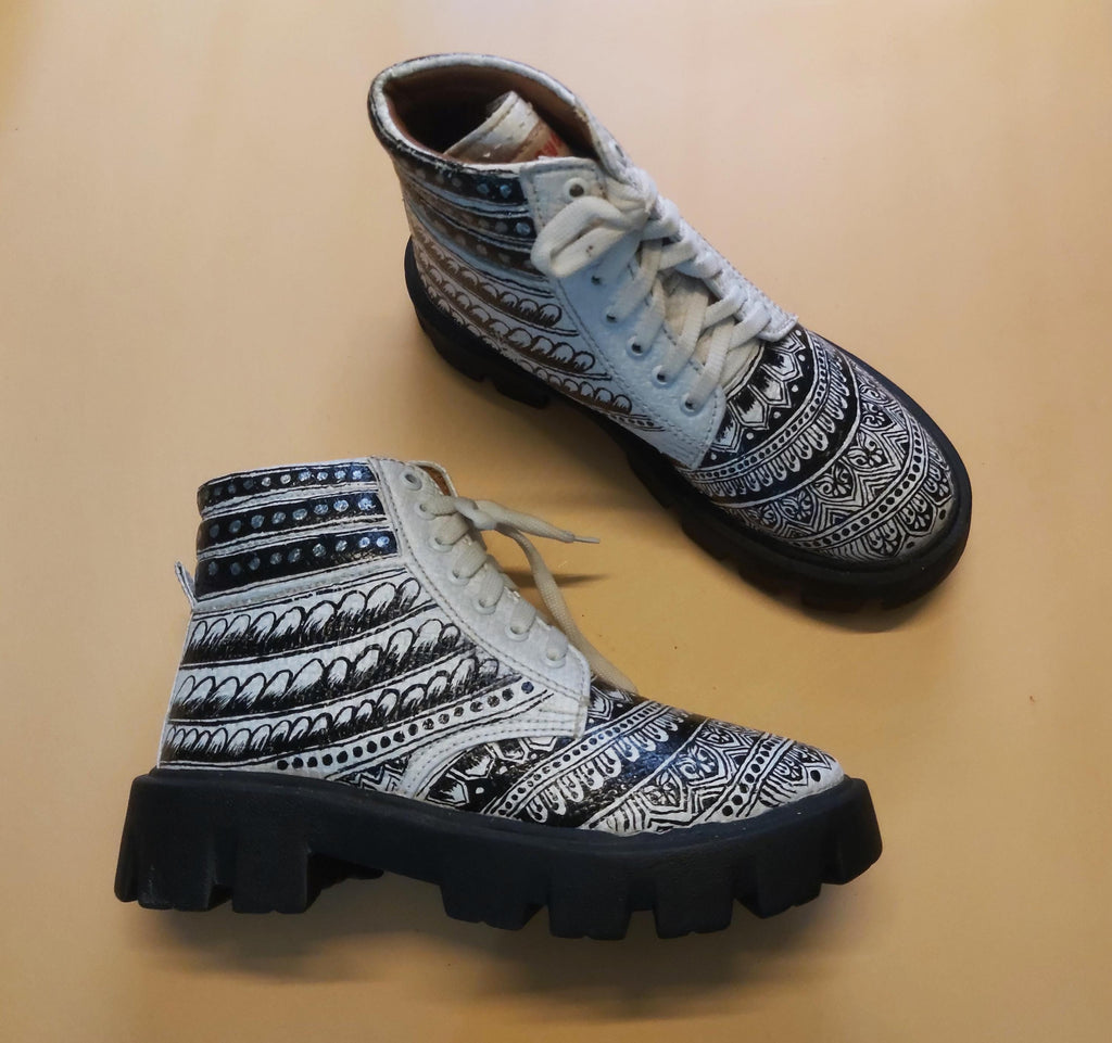 Hand Painted Upcycled Boot: One-of-a-Kind Designer Boot (US 6.5 / EU 39)