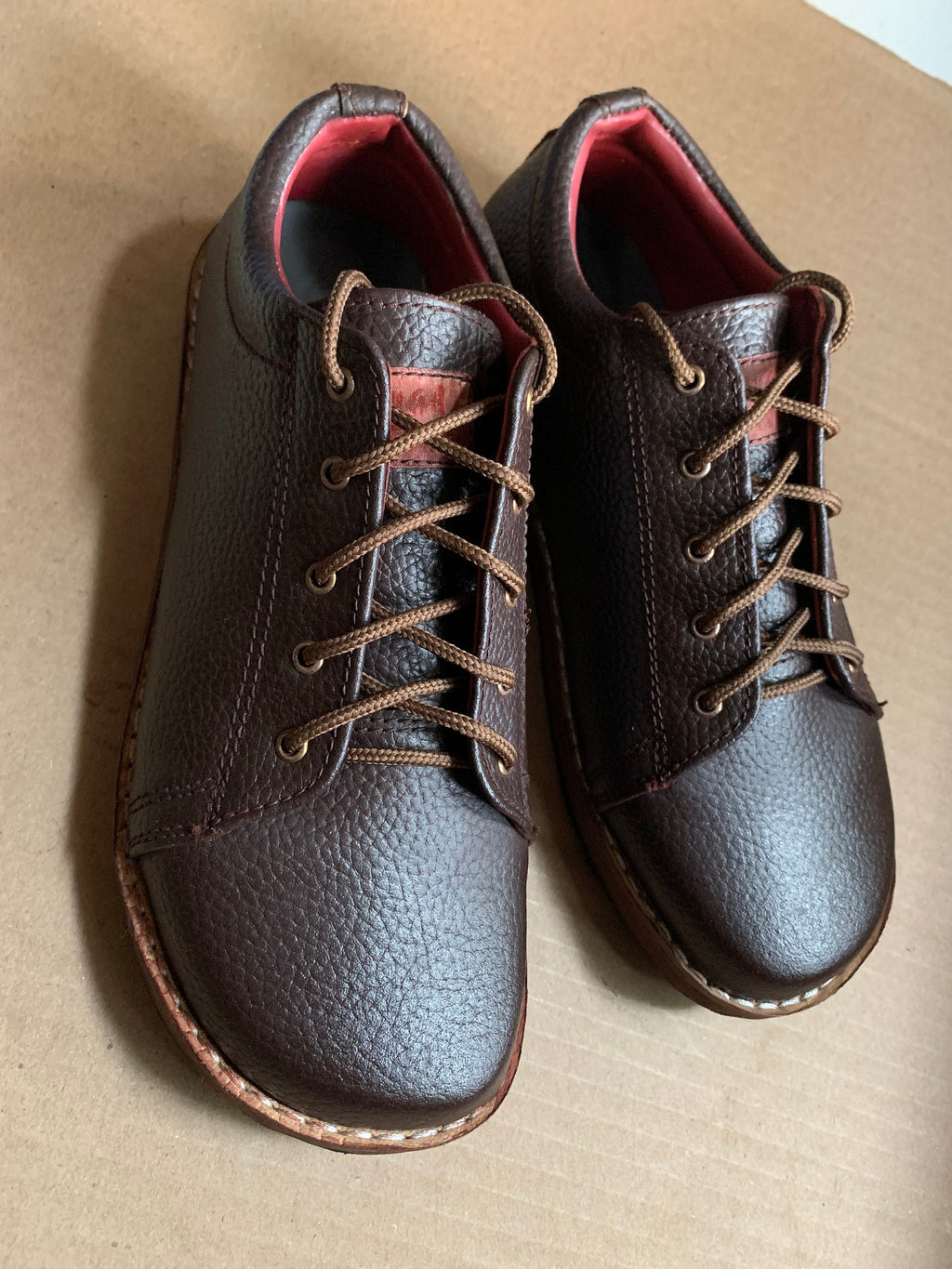 Barefoot Transition Leather Lace-Ups with Tire  Soles (UK8/EU42/US8.5)